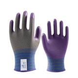 登升#289 手套勞保耐磨透氣防滑柔軟薄款工作干活男女防護浸膠膠皮橡膠菠蘿紋紫色