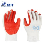 登升 #105勞保手套 浸膠手套 膠片手套 涂膠掌涂層手套棉線防滑耐磨工地工作防護手套