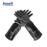 安思爾 38-514 丁基橡膠防化手套卷邊袖口粗糙表面黑色手套