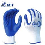 登升 818 防滑耐磨耐油丁腈勞保手套 涂膠掌涂層工地透氣防護手套