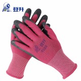 登升 #389 尼龍皺紋勞保手套 滌綸乳膠涂層耐磨防滑建筑搬運加厚手套