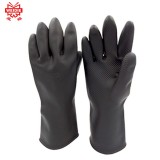 威蝶 31cmB黑色加厚勞保手套乳膠防水防污耐磨耐酸堿防腐蝕工業(yè)防護手套 加厚（耐酸堿）